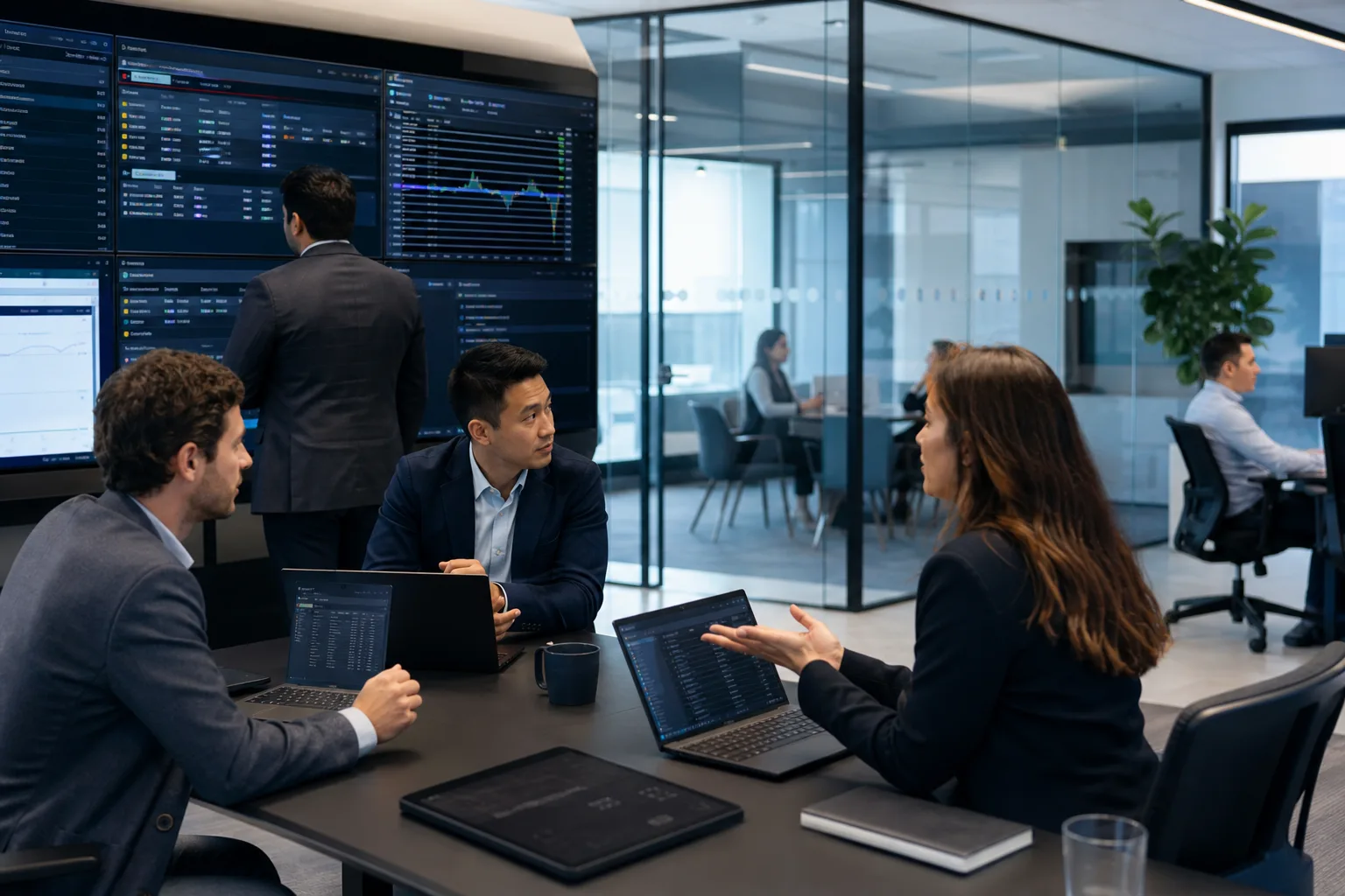 Team collaborating in a fintech office